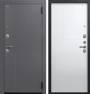 Дверь А-11 Черный муар, Кашемир графит - Кашемир белый