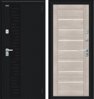 Дверь Браво Thermo Техно Д2/BChrome Букле черное/Cappuccino Melinga